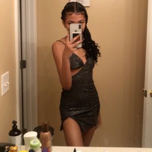 lucy in the sky black mini dress